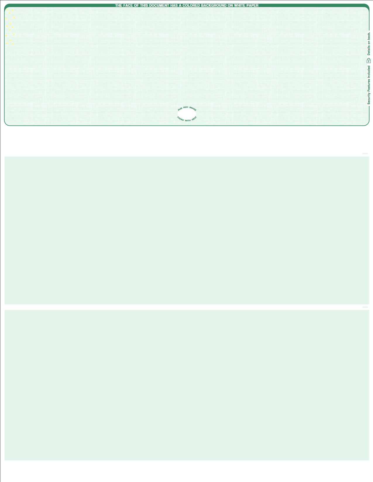 Linen Green Blank Business Checks on Top