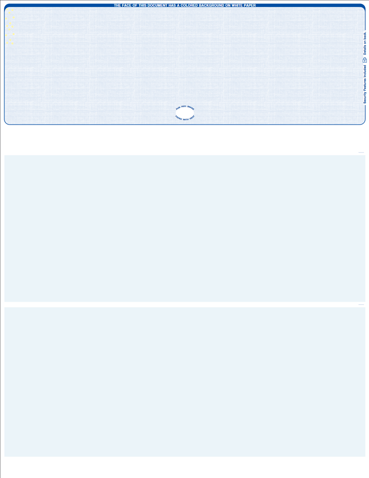 Linen Blue Blank Business Checks on Top