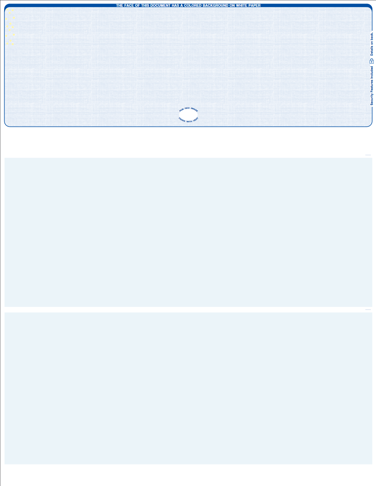 Linen Blue Blank Business Checks on Top