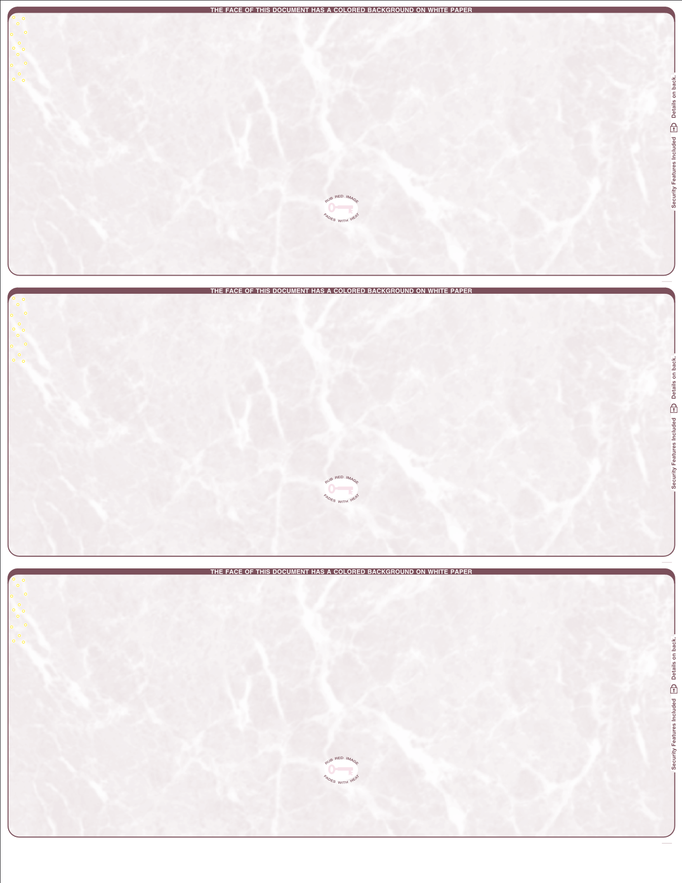Marble Burgundy 3 up Blank Business Checks