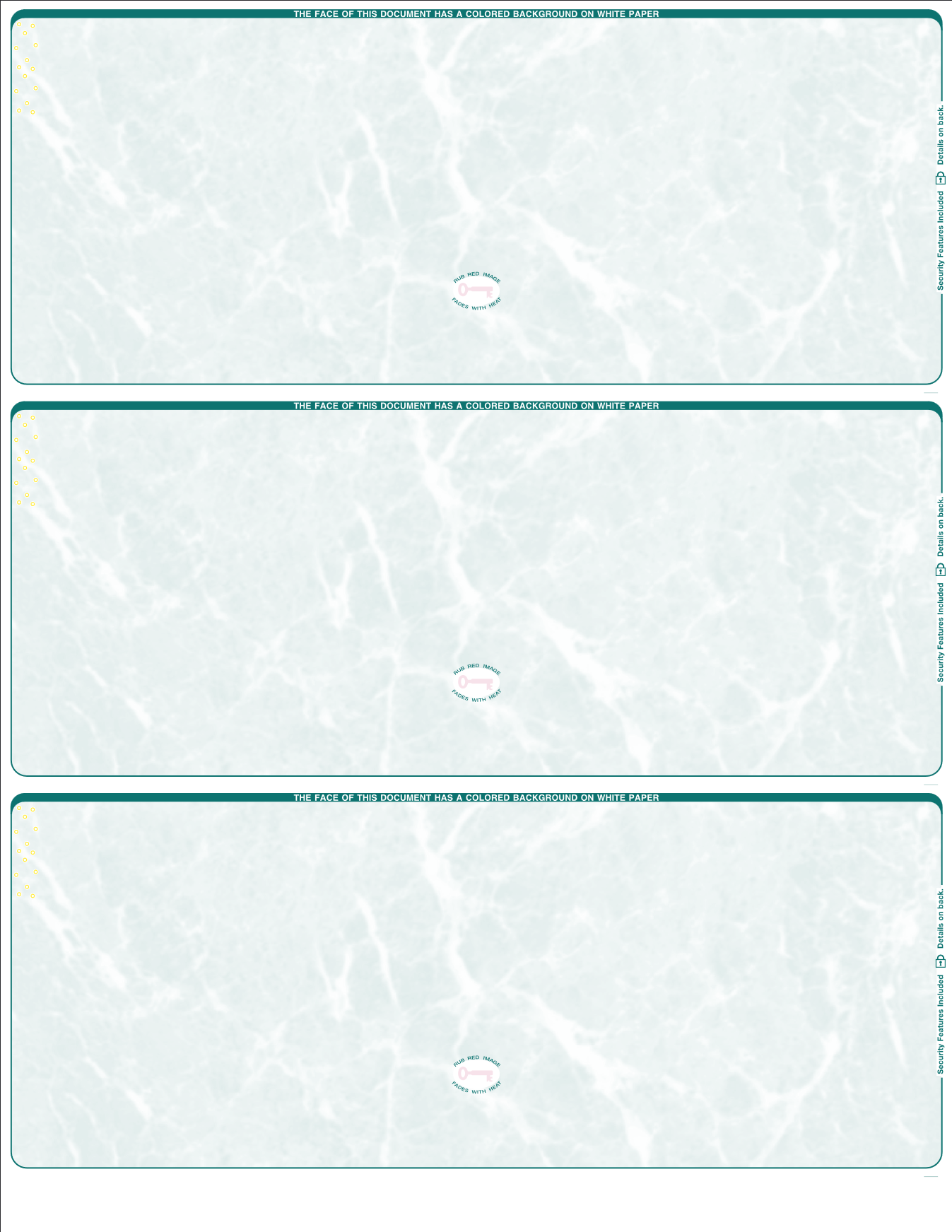 Marble Green 3 up Blank Business Checks