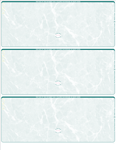 Marble Green 3 up Blank Business Checks