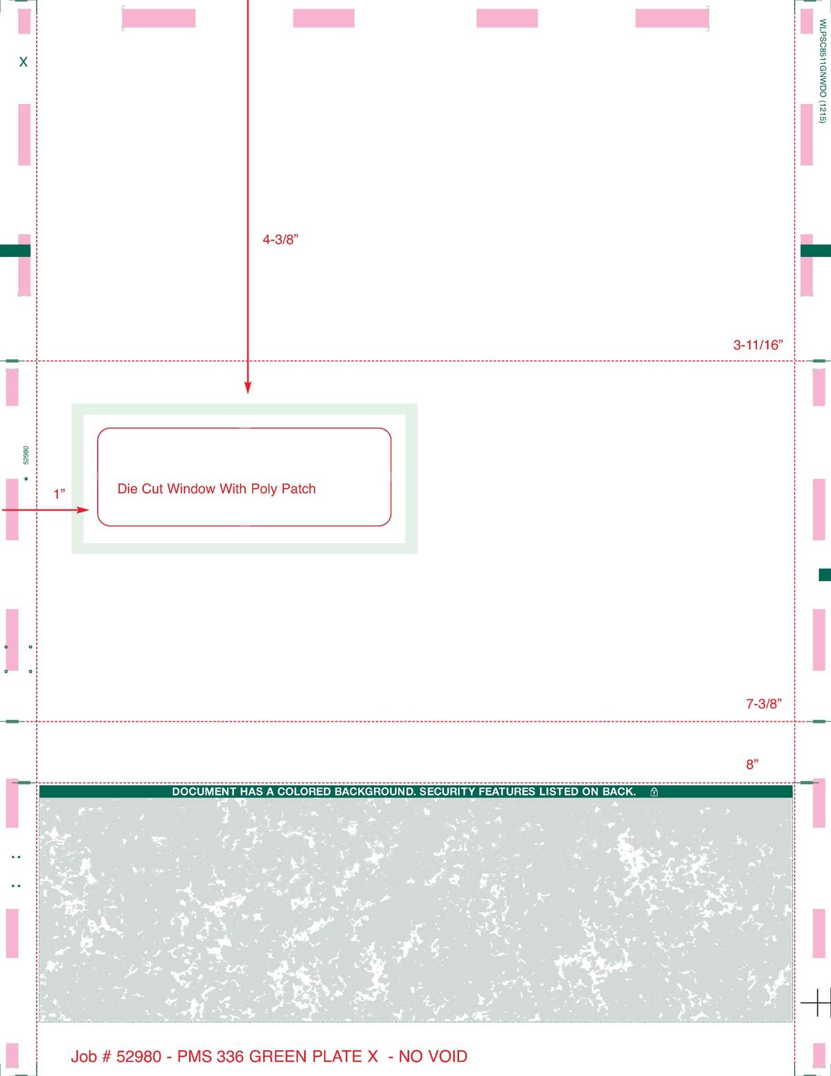 Window Check with One Green Blockout – Green 336 C-Fold Blank Pressure Seal Checks – 8½ × 11