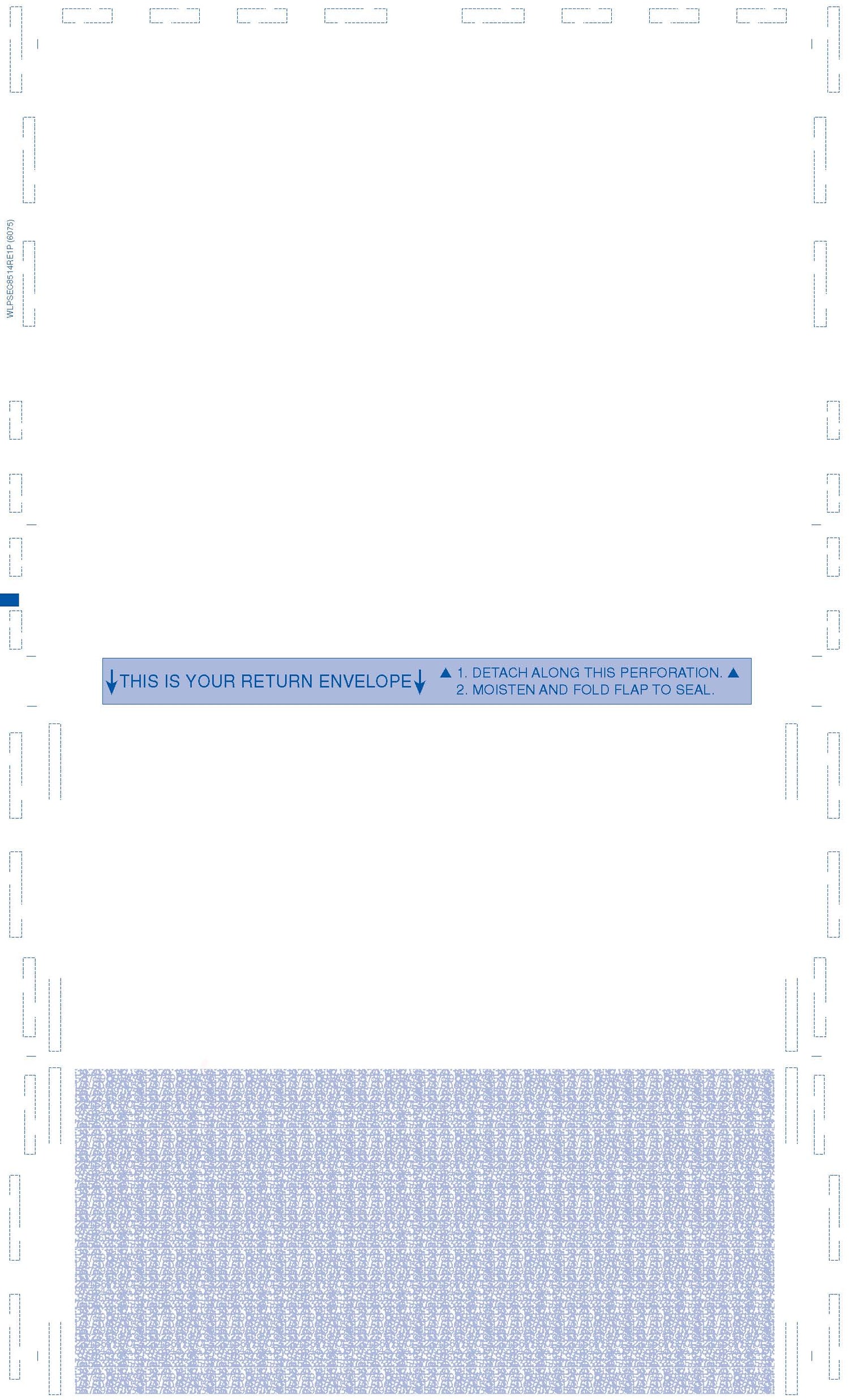 Form, Return Envelope, Reflex Blue, EC-fold Two Blockouts 28# MOCR, 8-1/2" x 14" Eccentric C-Fold EC-fold - Choice Checks