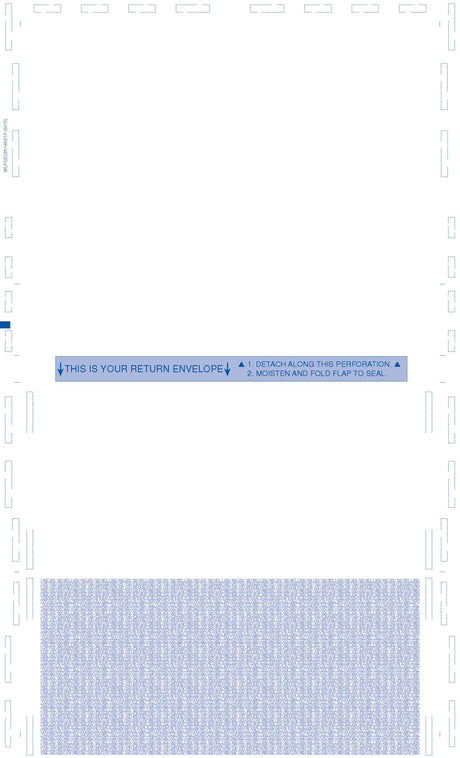 Form, Return Envelope, Reflex Blue, EC-fold Two Blockouts 28# MOCR, 8-1/2" x 14" Eccentric C-Fold EC-fold - Choice Checks