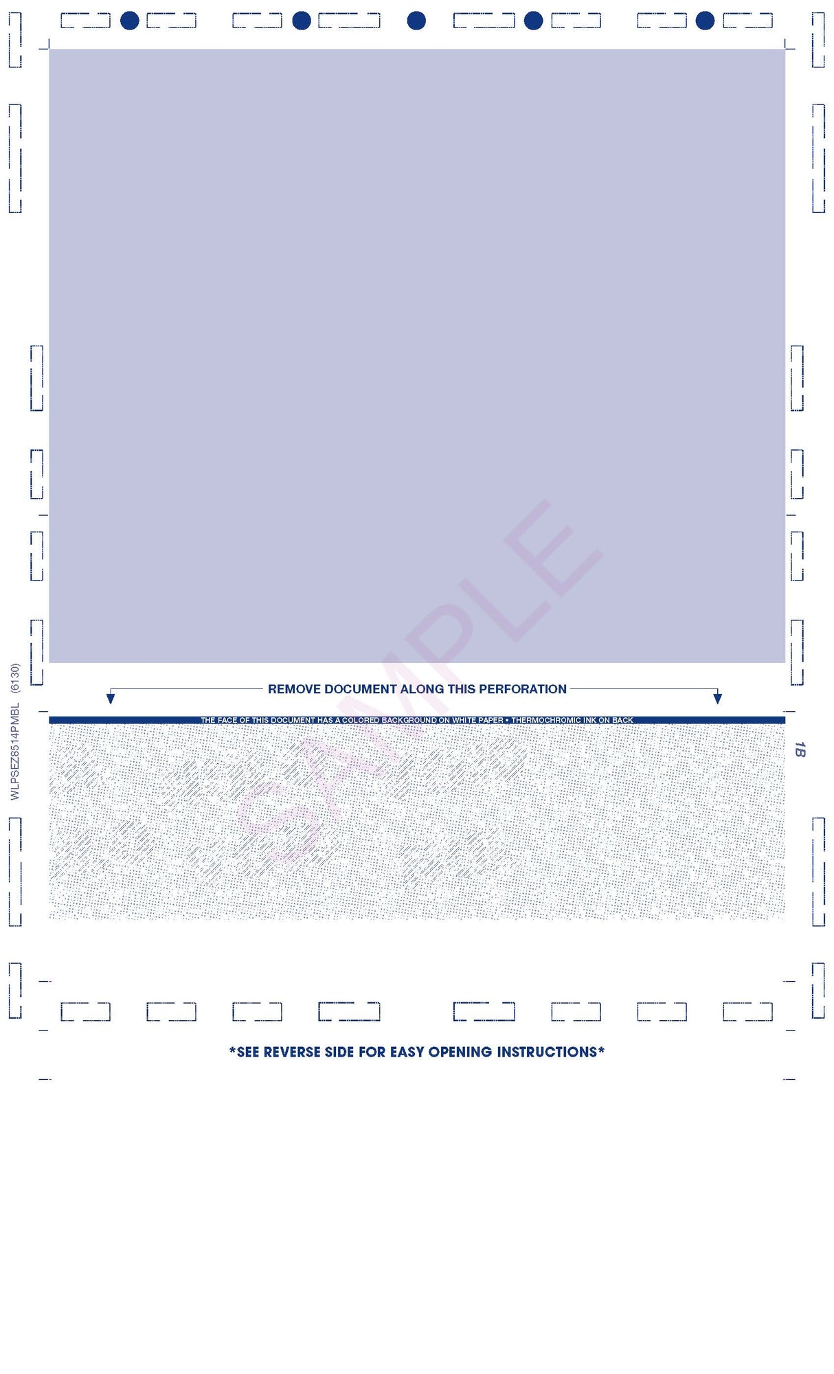 8-1/2" x 14" Eccentric Z-Fold EZ-fold Check, Void Pantograph, Blue 281 28#