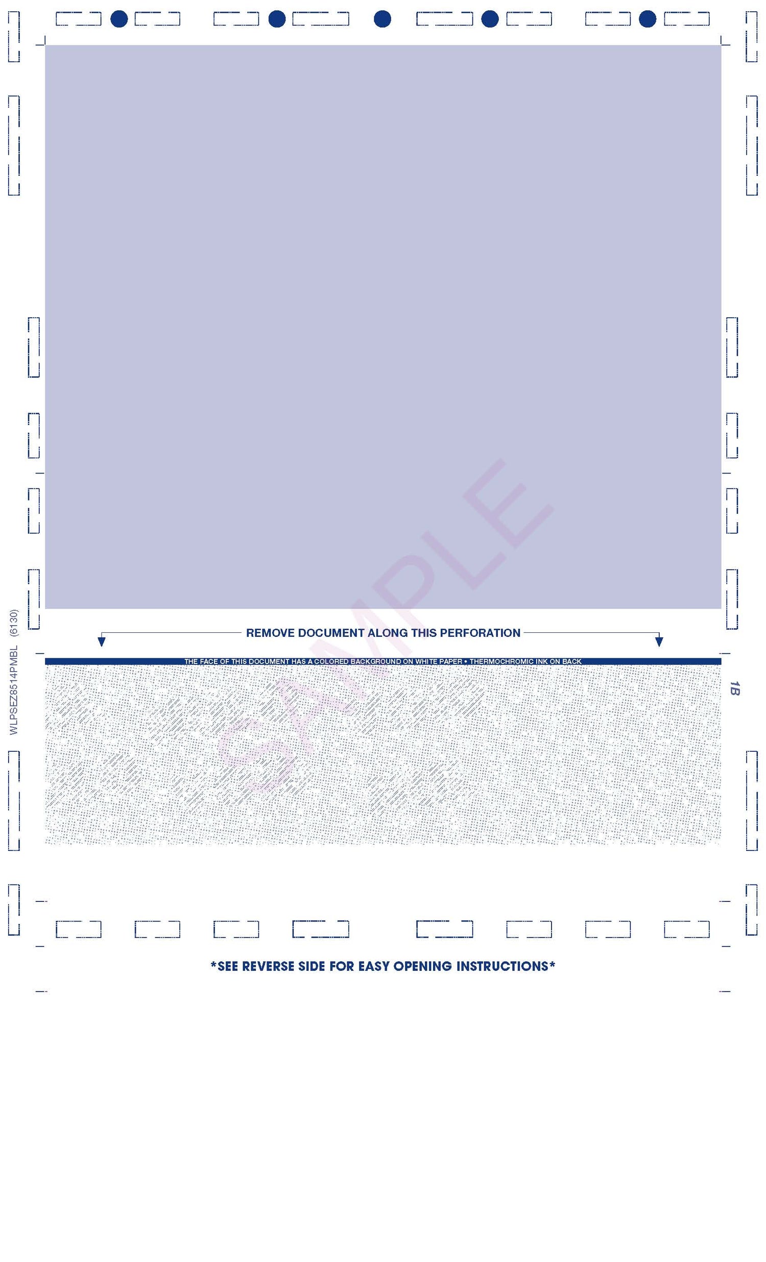 8-1/2" x 14" Eccentric Z-Fold EZ-fold Check, Void Pantograph, Blue 281 28#