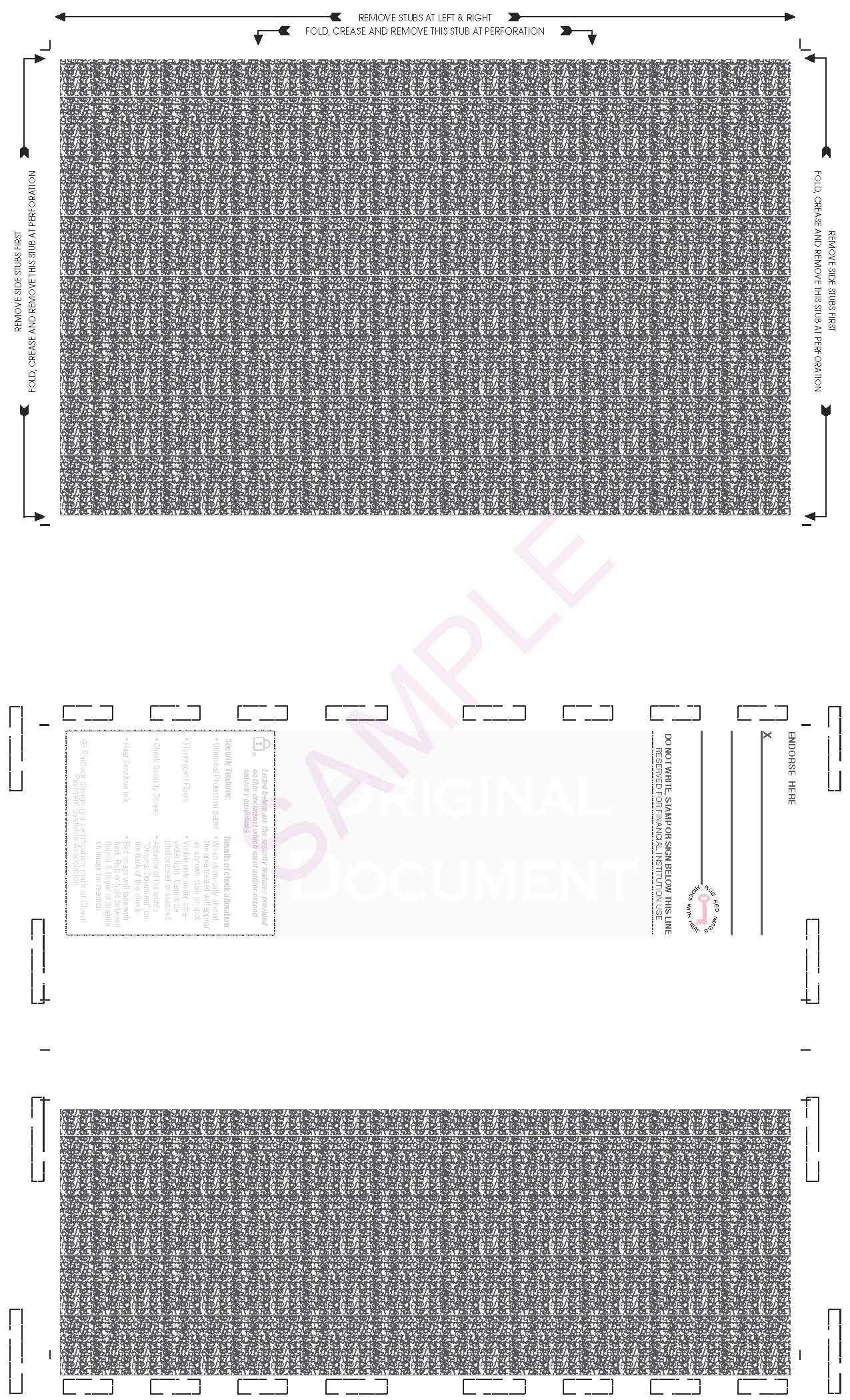 8-1/2" x 14" Eccentric Z-Fold EZ-fold Check, Void Pantograph, Blue 281 28#