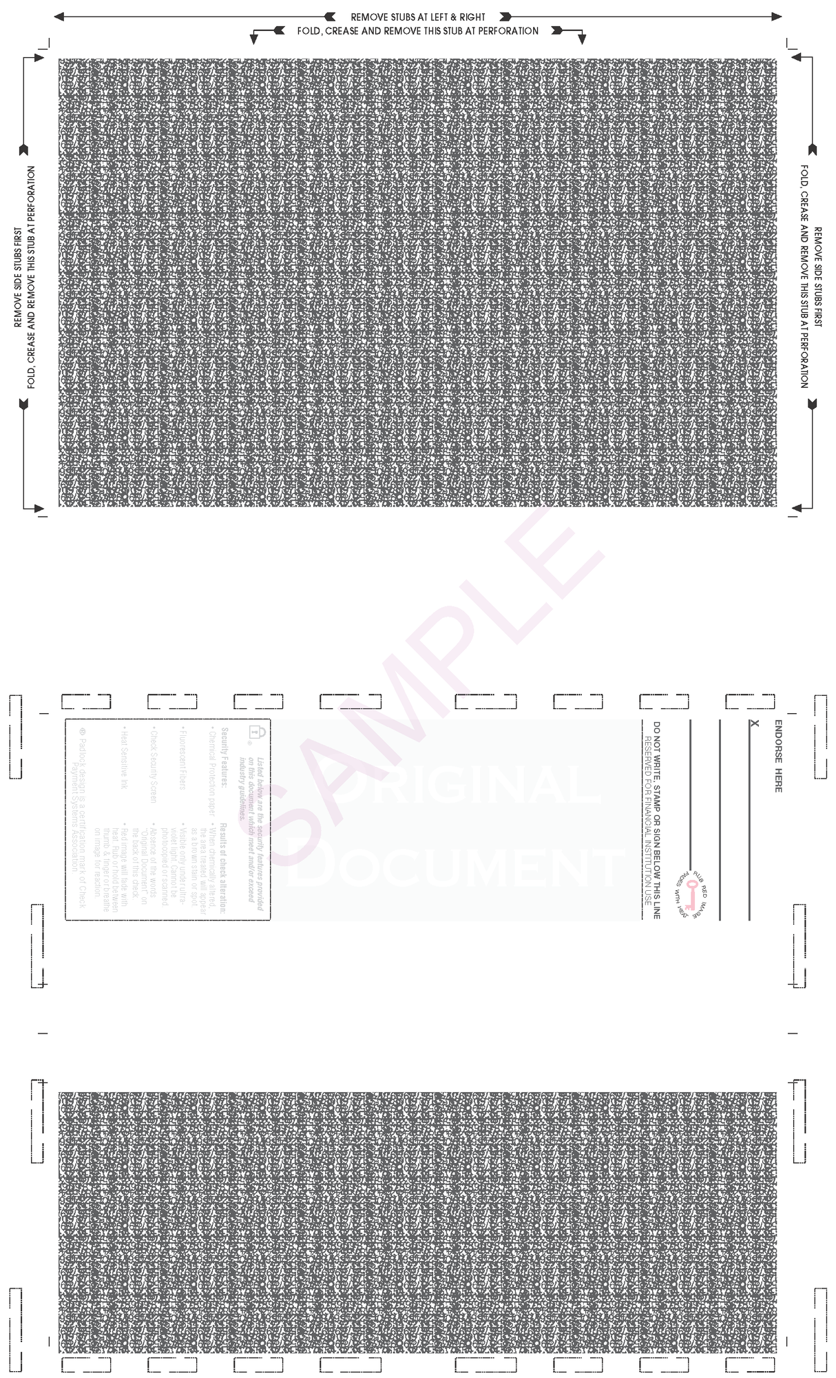 Void Pantograph Check – Burgundy 209 EZ-Fold Blank Pressure Seal Checks – 8½ × 14