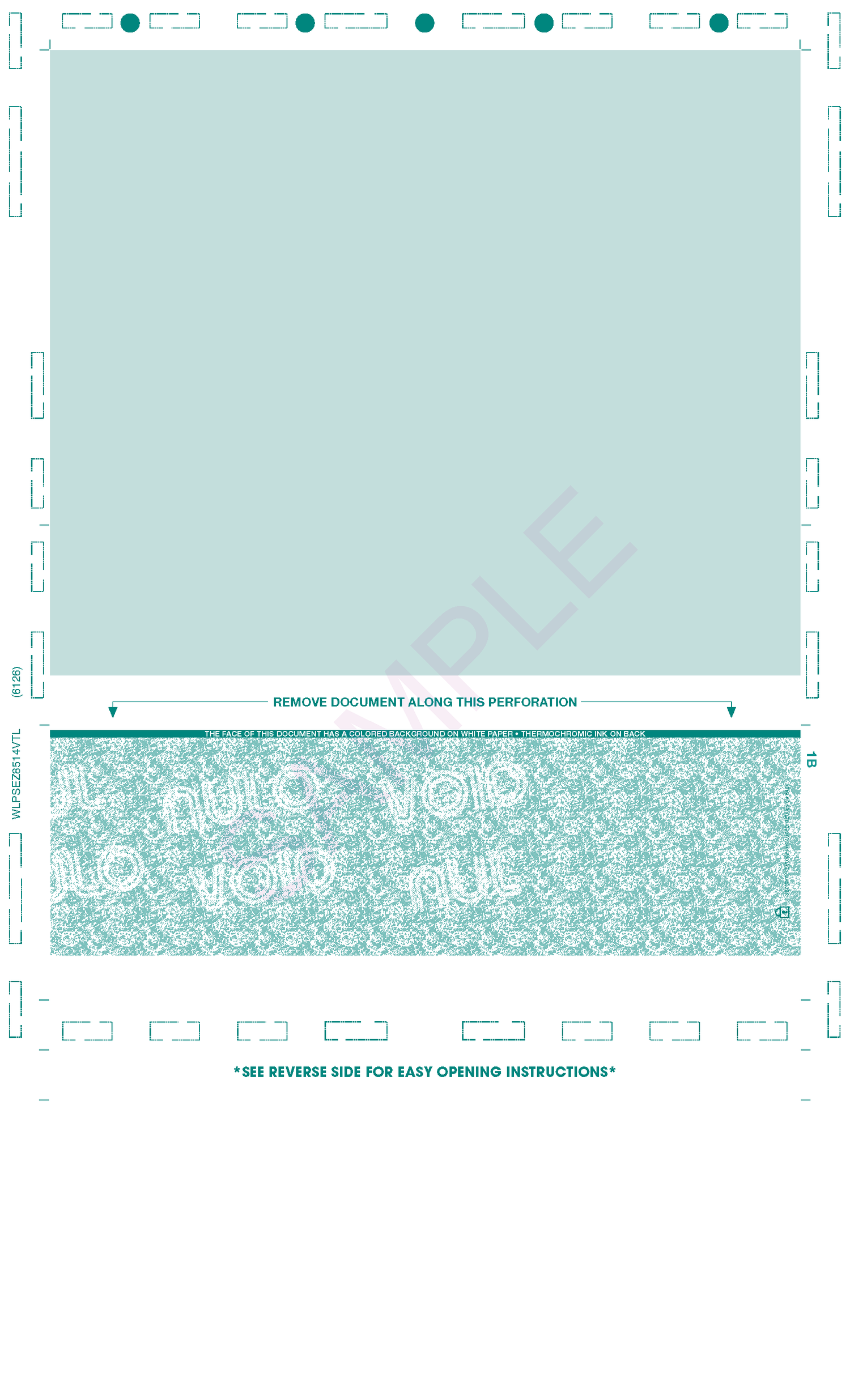 Check, Void Pantograph, Teal 328 EZ-fold 28#, 8-1/2" x 14" Eccentric Z-Fold EZ-fold - Choice Checks