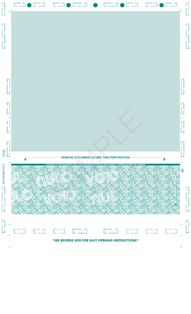 Check, Void Pantograph, Teal 328 EZ-fold 28#, 8-1/2" x 14" Eccentric Z-Fold EZ-fold - Choice Checks