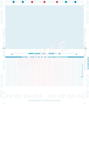 Void Prismatic Pantograph Check – Blue / Red / Blue Z-Fold Blank Pressure Seal Checks – 8½ × 14