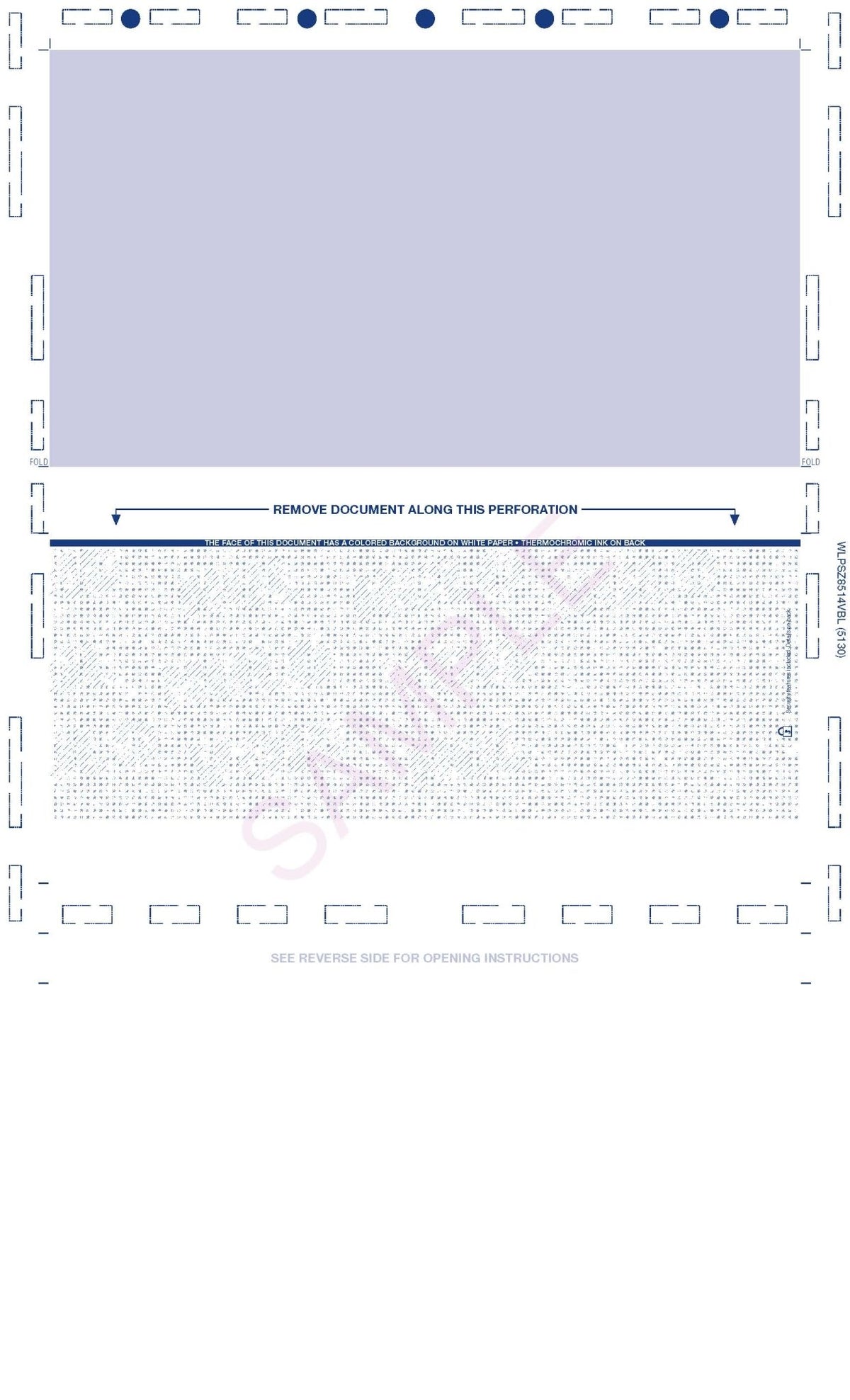 Void Pantograph Check – Blue 281 Z-Fold Blank Pressure Seal Checks – 8½ × 14