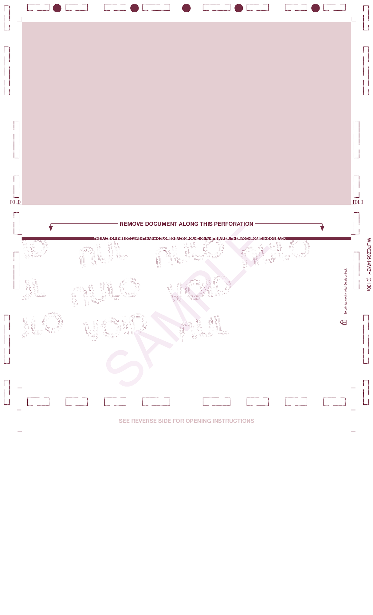 Void Pantograph Check – Burgundy 209 Z-Fold Blank Pressure Seal Checks – 8½ × 14