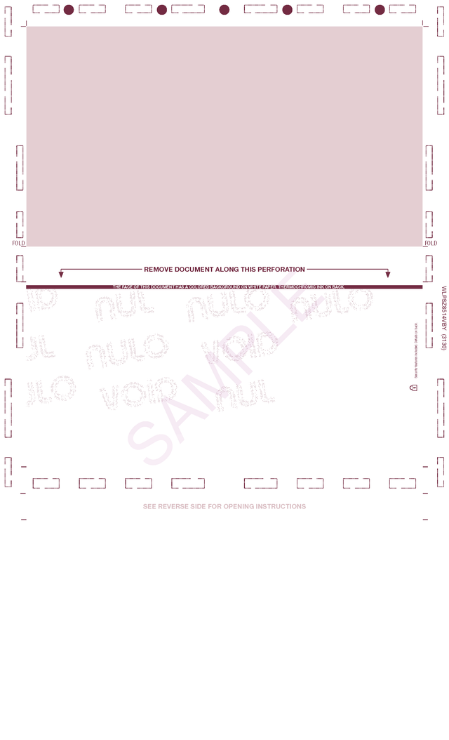 Check, Void Pantograph, Burgundy 209 28#, 8-1/2" x 14" Z-Fold - Choice Checks