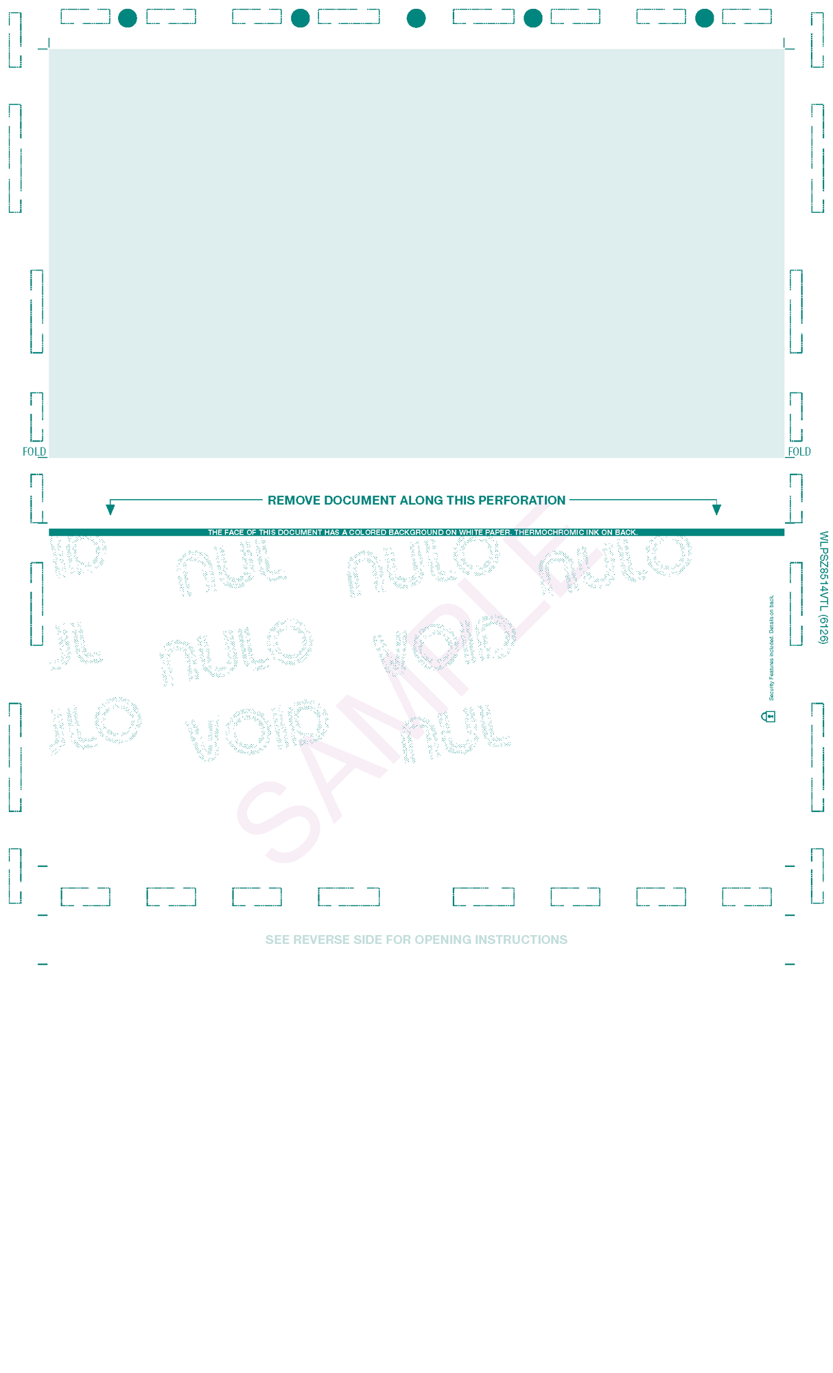 Void Pantograph Check – Teal 328 Z-Fold Blank Pressure Seal Checks – 8½ × 14