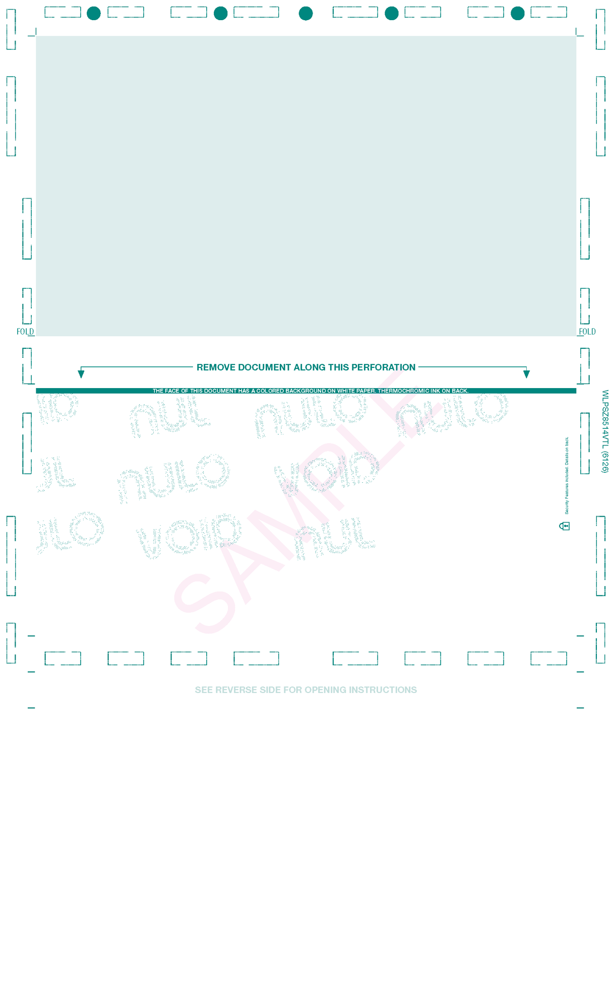 Z-Fold 8 1/2" x 14" Check Teal - Choice Checks