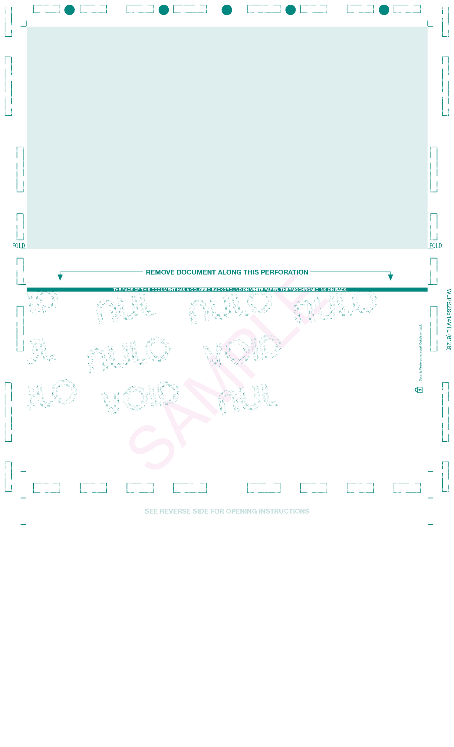 Z-Fold 8 1/2" x 14" Check Teal - Choice Checks