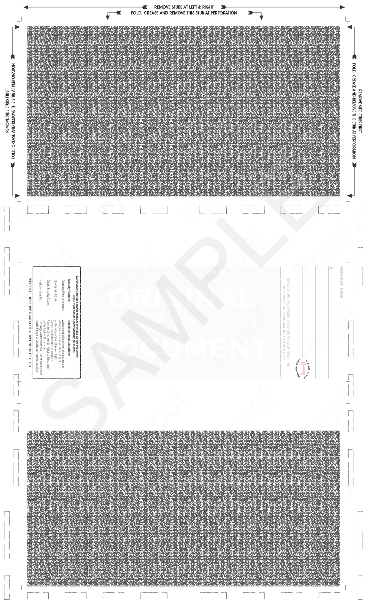 Blank Check with Backer and Two Blockouts Z-Fold Blank Pressure Seal Checks – 8½ × 14