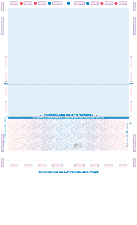 Check, Void Prismatic Pantograph, Red185/Process Blue/Red185, Hologram 28# MOCR 8-1/2" X 14" Z-Fold - Choice Checks