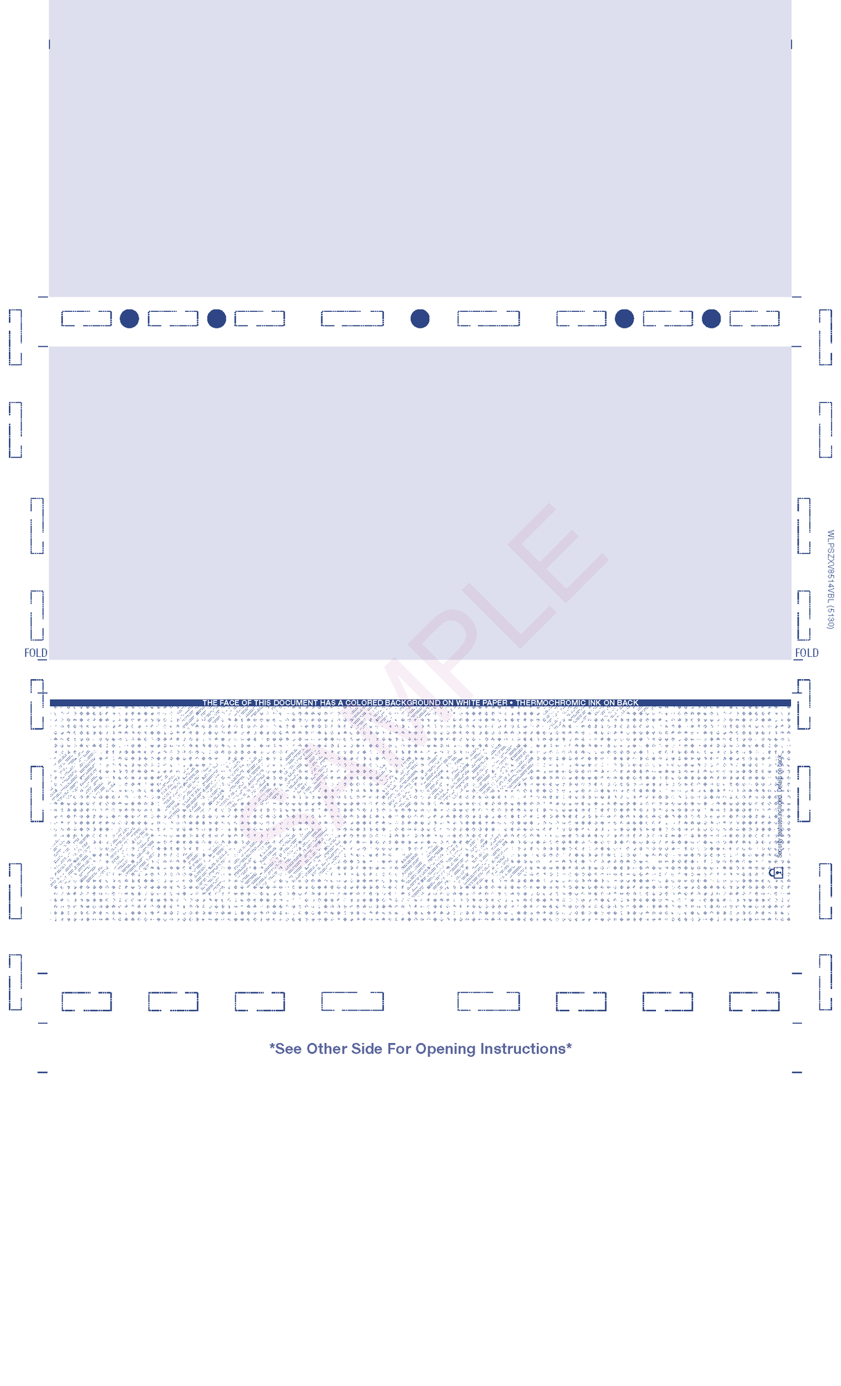 Void Pantograph Check with Extra Voucher – Blue 281 ZX-Fold Blank Pressure Seal Checks – 8½ × 14