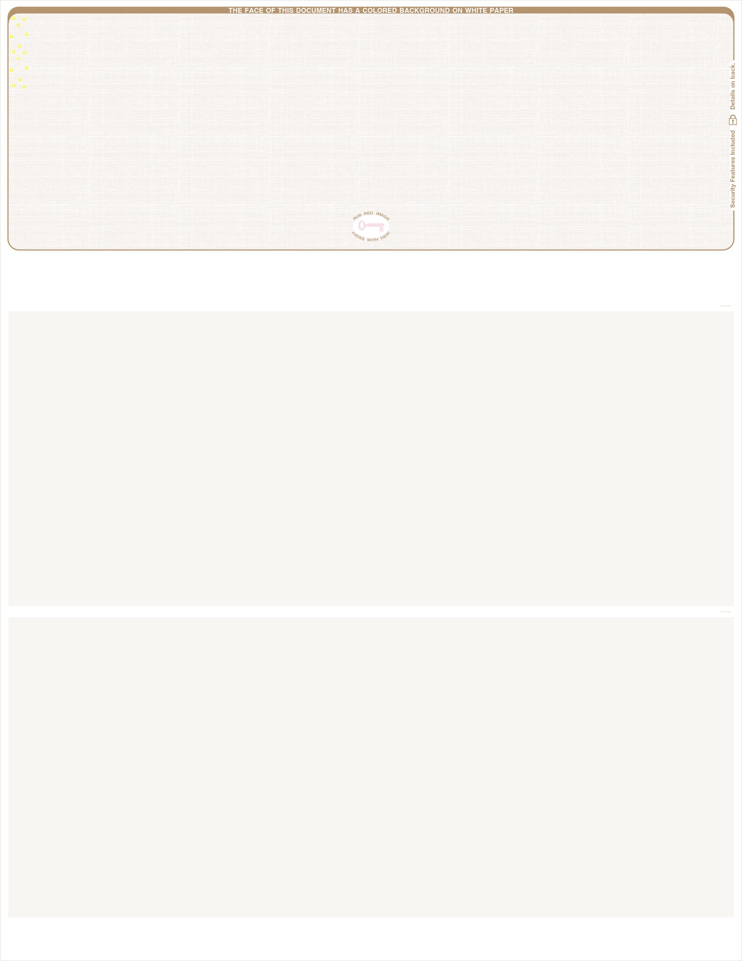 Linen Tan Blank Business Checks on Top