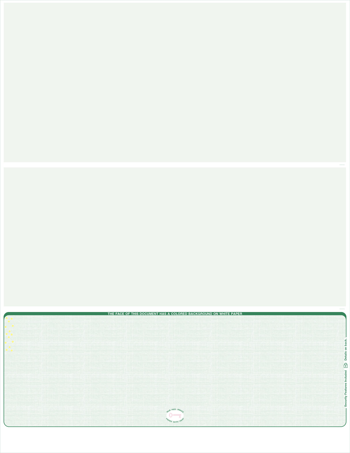 Linen Green Blank Business Check on Bottom