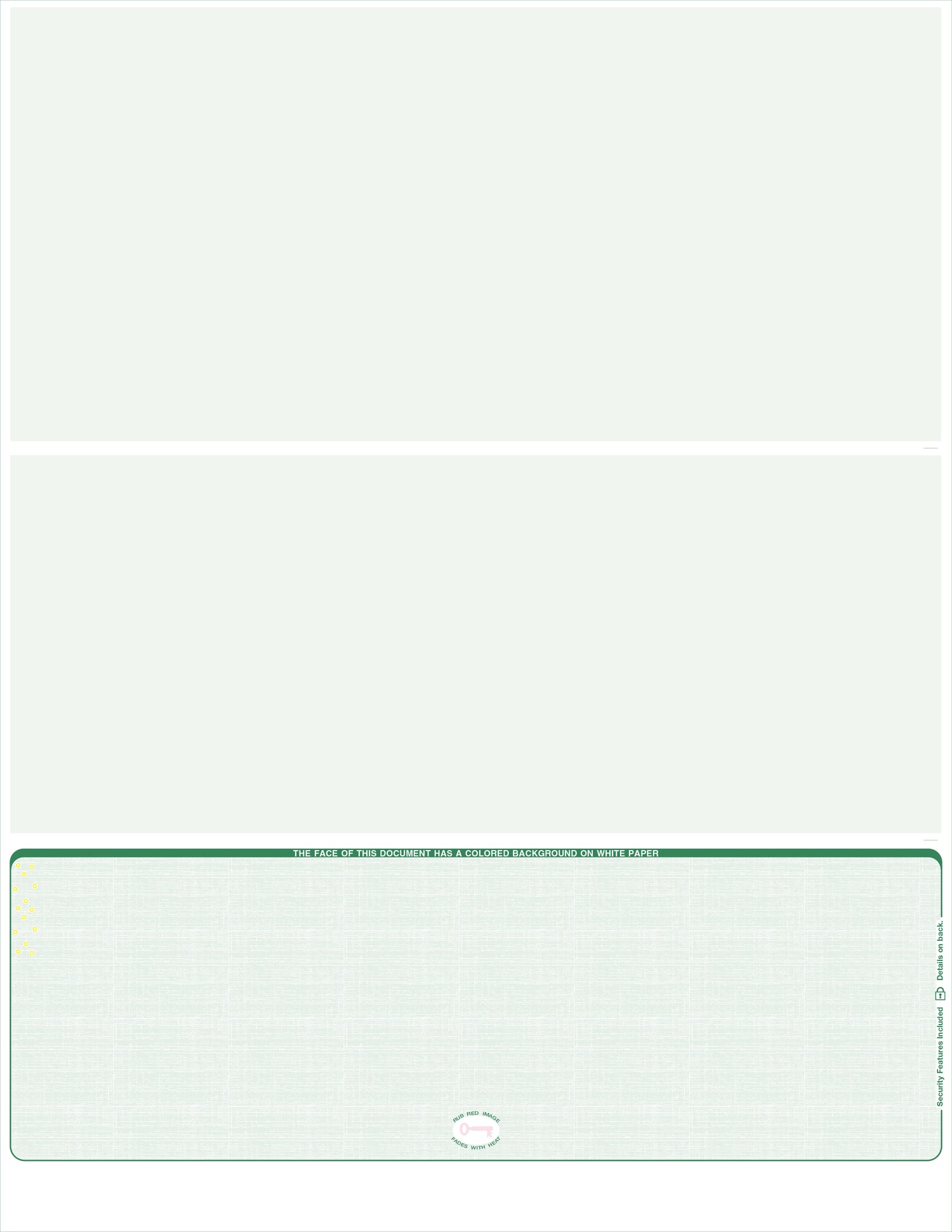 Linen Green Blank Business Check on Bottom