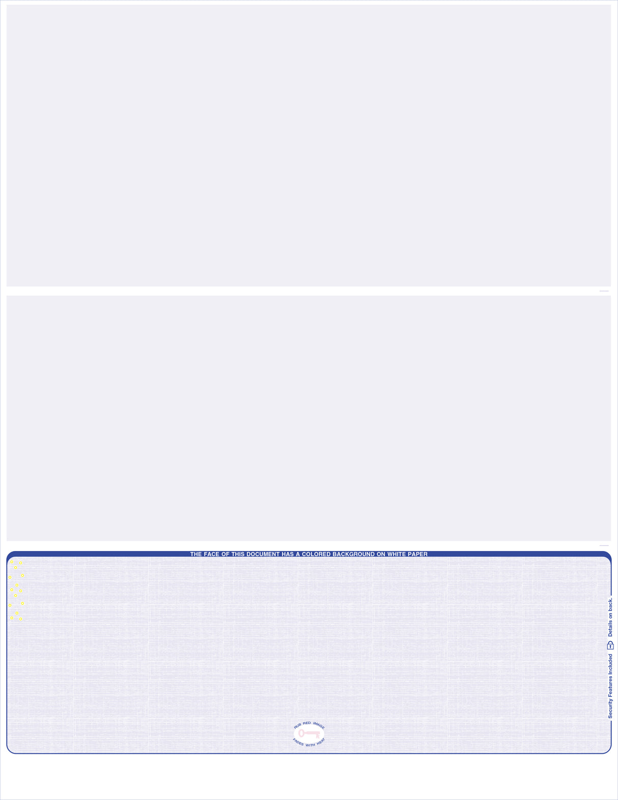 Linen Blue Blank Business Check on Bottom