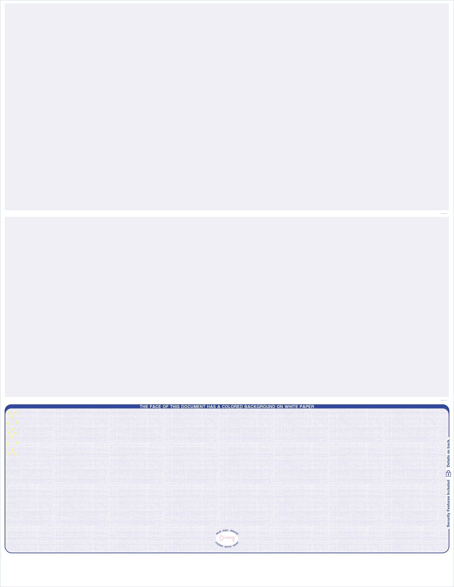 Linen Blue Blank Business Check on Bottom