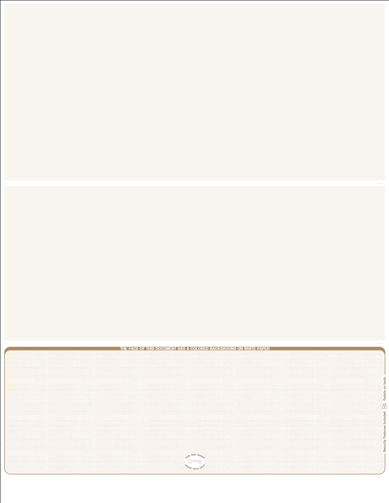 Linen Tan Blank Business Check on Bottom