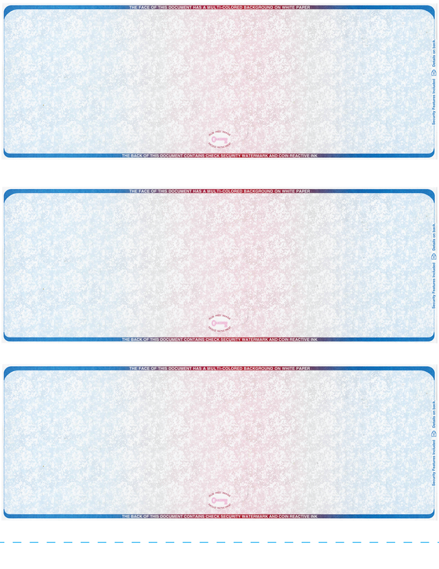 Prismatic Blank Business Checks 3up - Prismatic Blue/Red/Blue