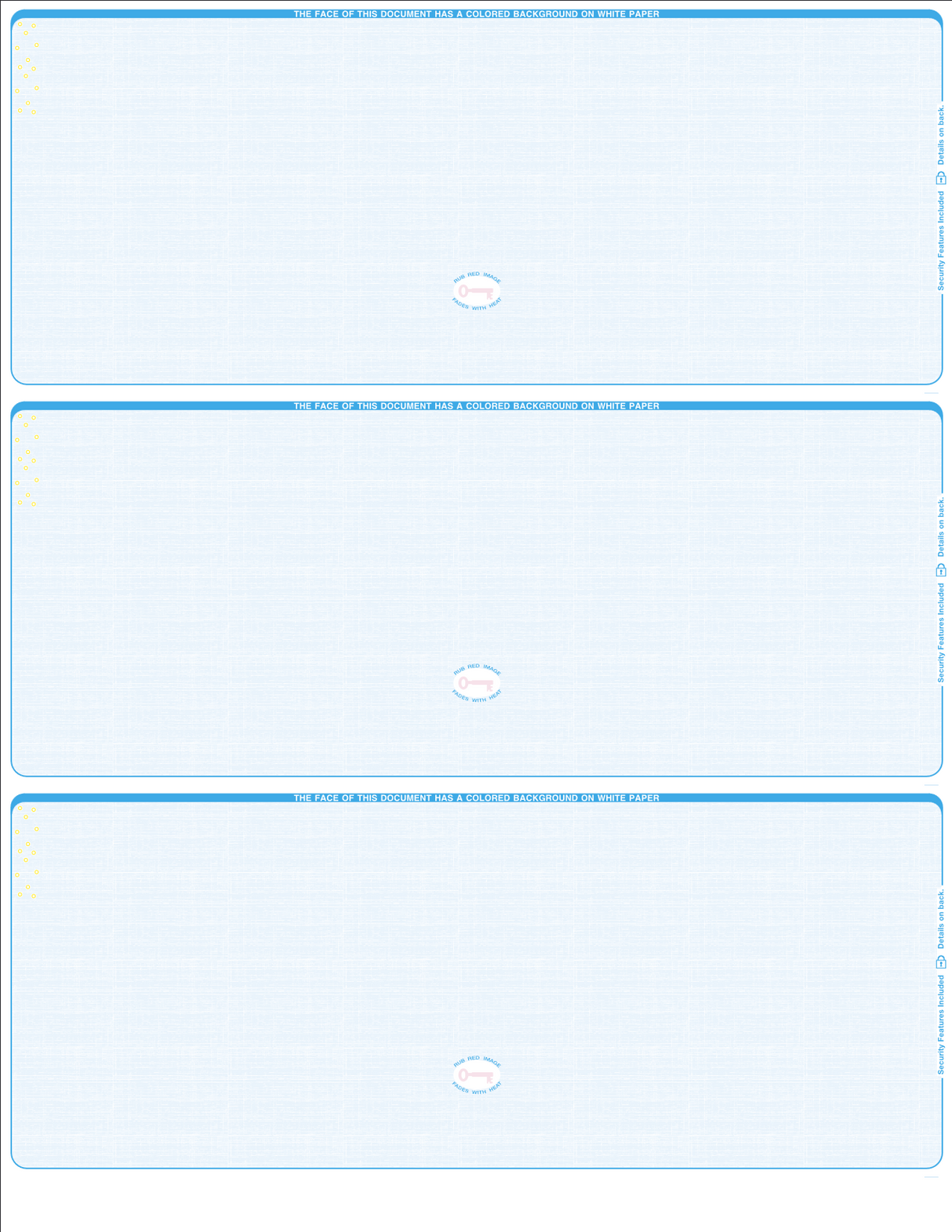 Linen Blank Business Checks 3 on a page - Choice Checks