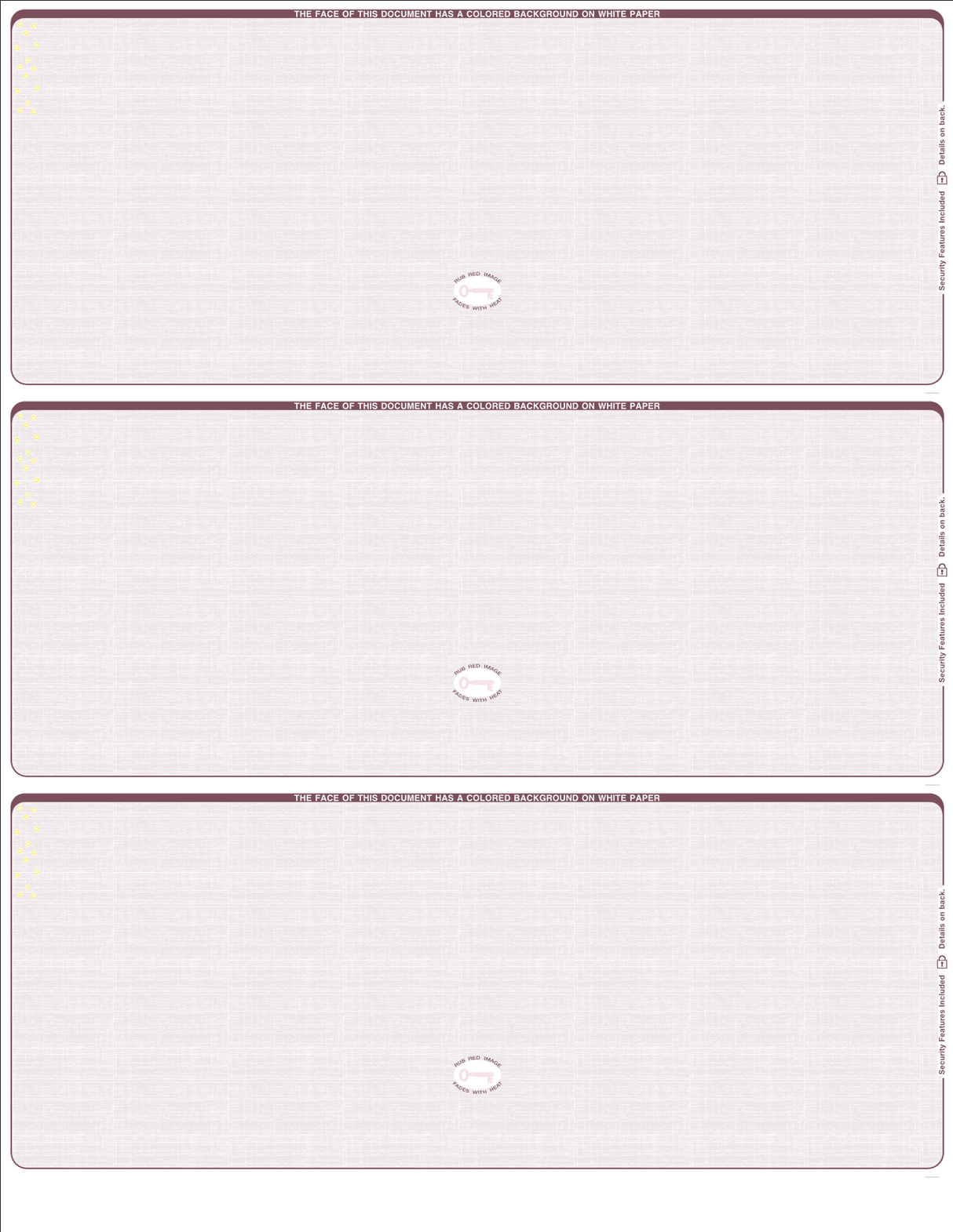 Linen Blank Business Checks 3 on a page - Choice Checks