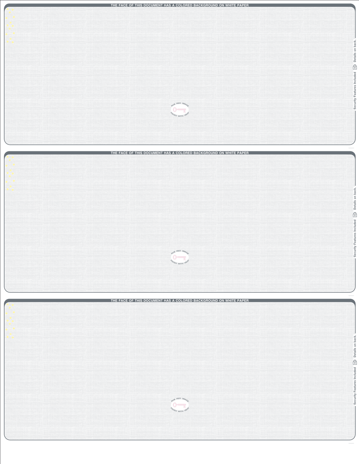 Linen Blank Business Checks 3 on a page - Choice Checks