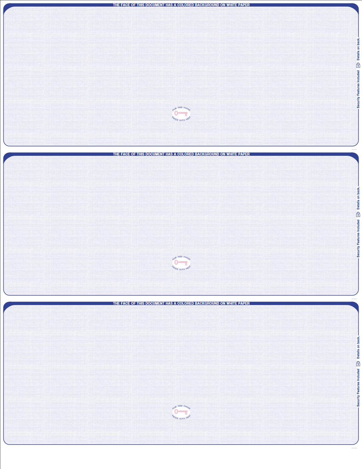 Linen Blank Business Checks 3 on a page - Choice Checks