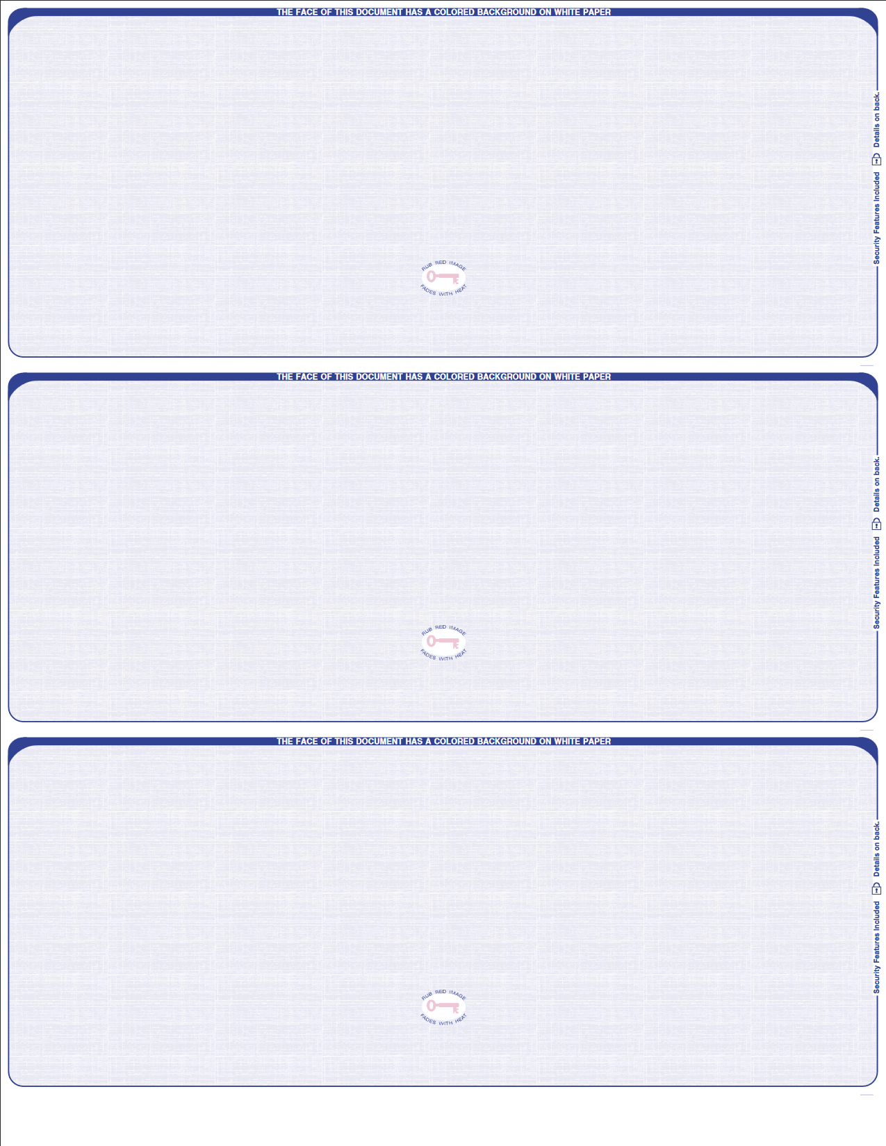 Linen Blank Business Checks 3 on a page - Choice Checks