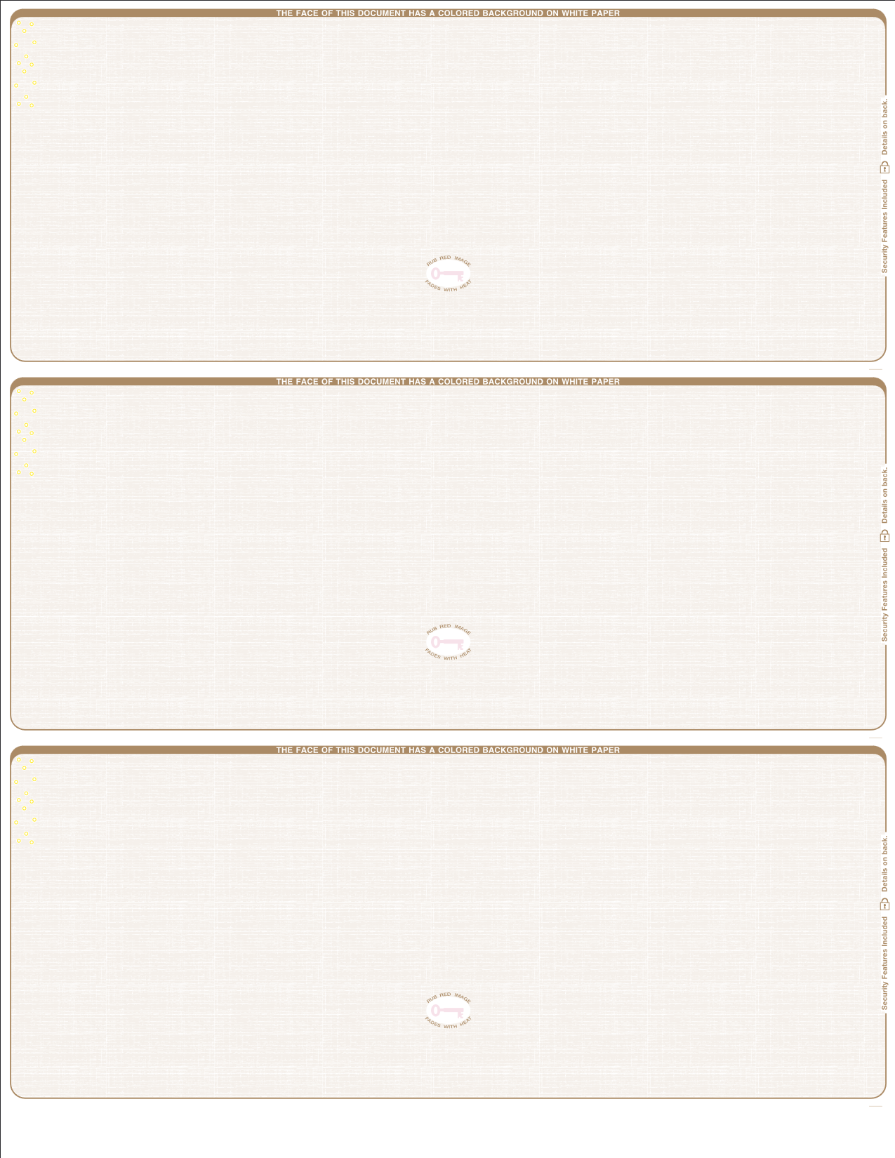 Linen Blank Business Checks 3 on a page - Choice Checks