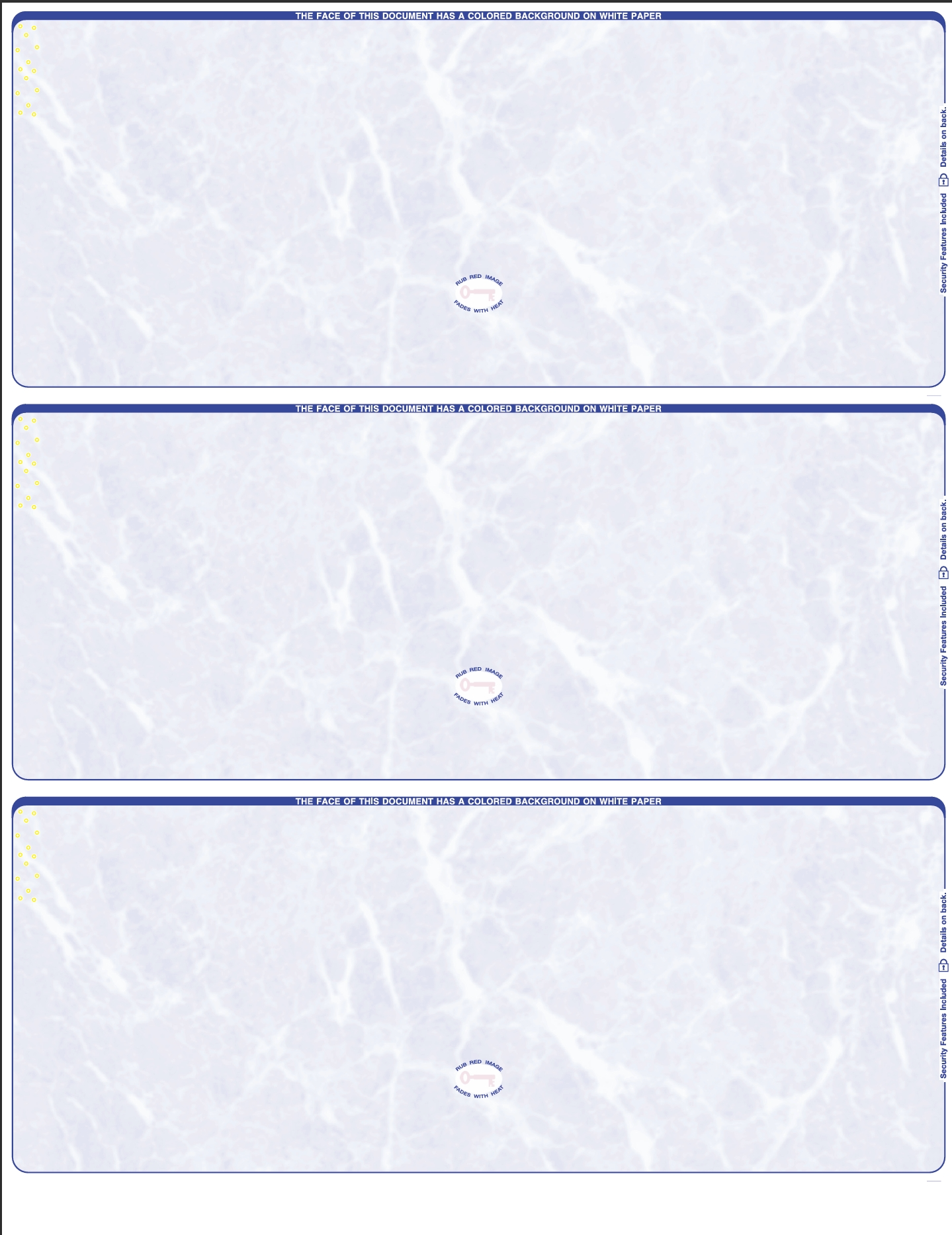 Marble Blank Business Checks 3 up - 3 Colors Available - Choice Checks