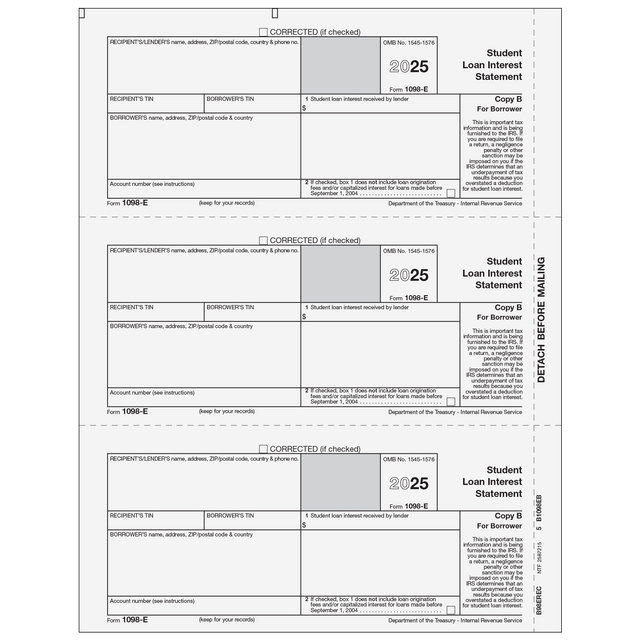 Form 1098-E Student Loan Interest Statement Borrower Copy B