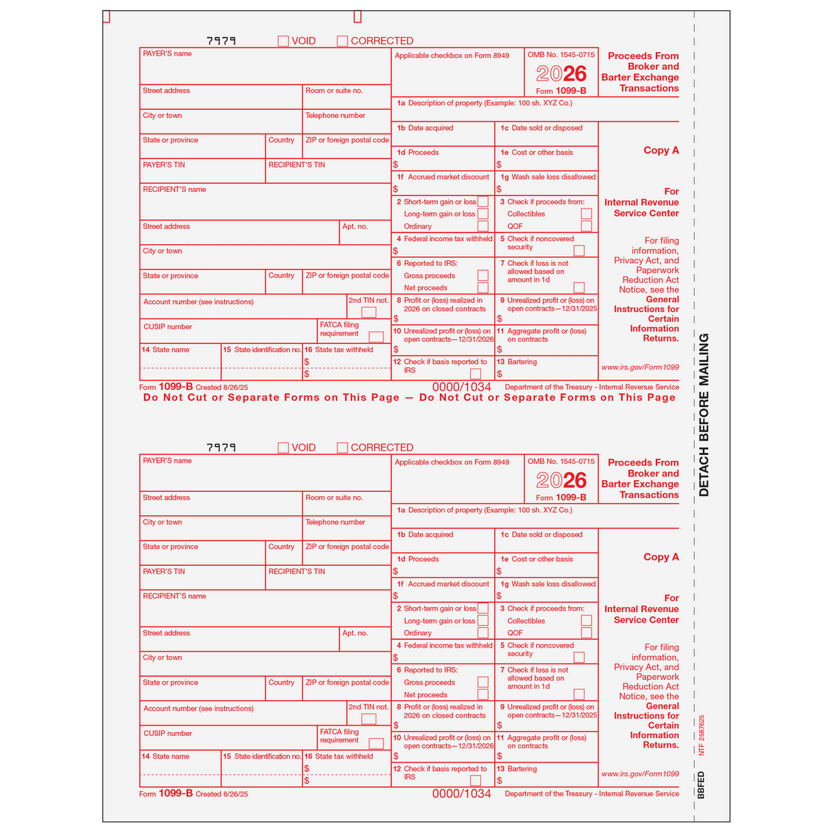 2026 1099-B Federal Copy A