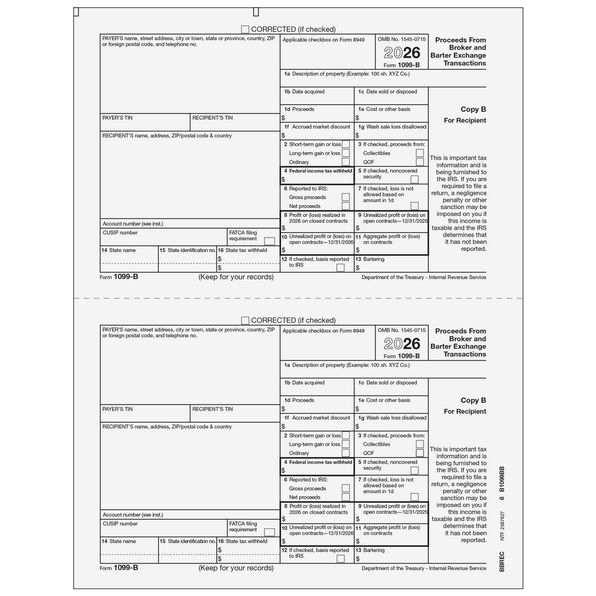 2026 1099-B Recipient Copy B