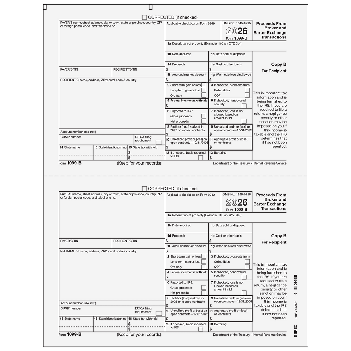 2026 1099-B Recipient Copy B
