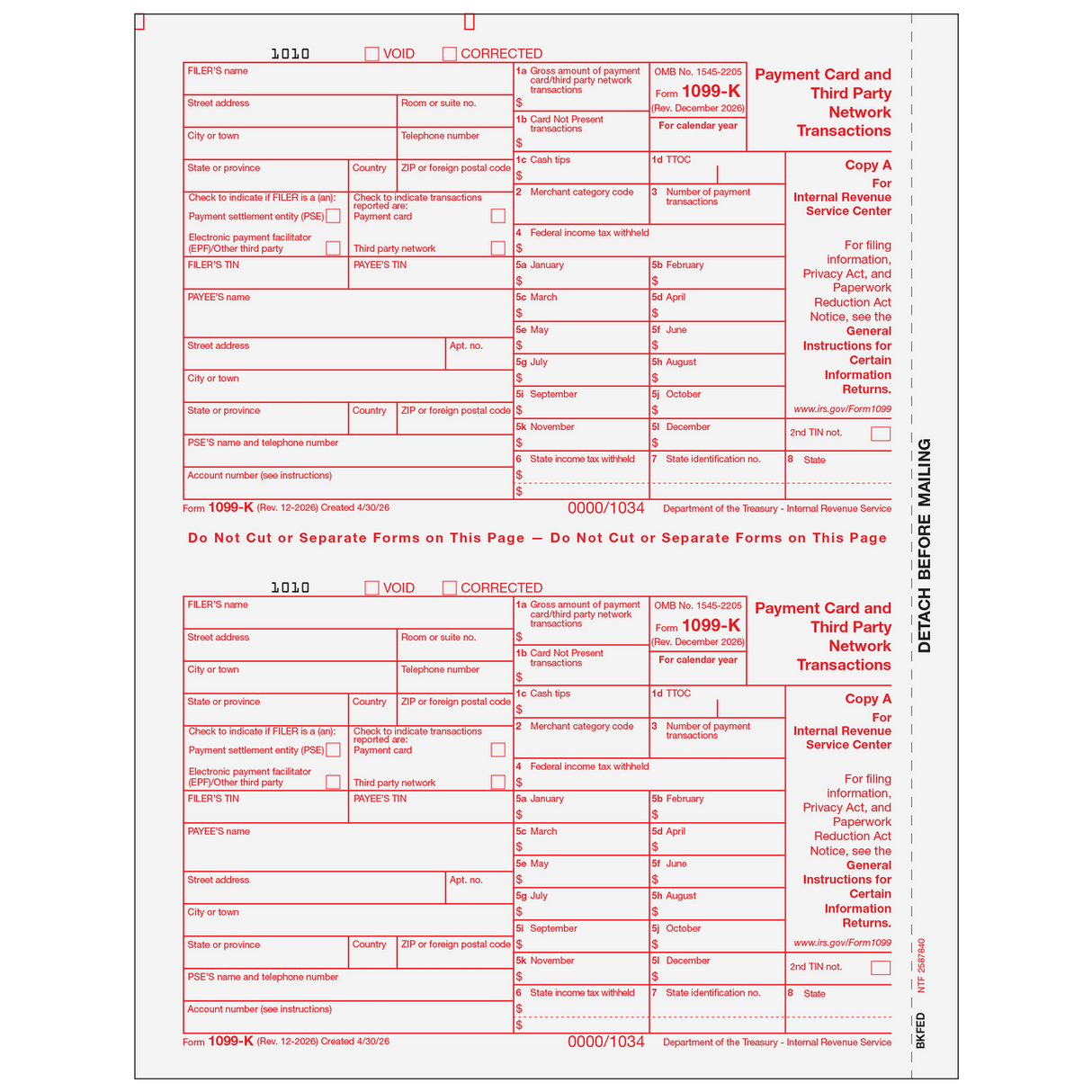 2026 1099-K Federal Copy A