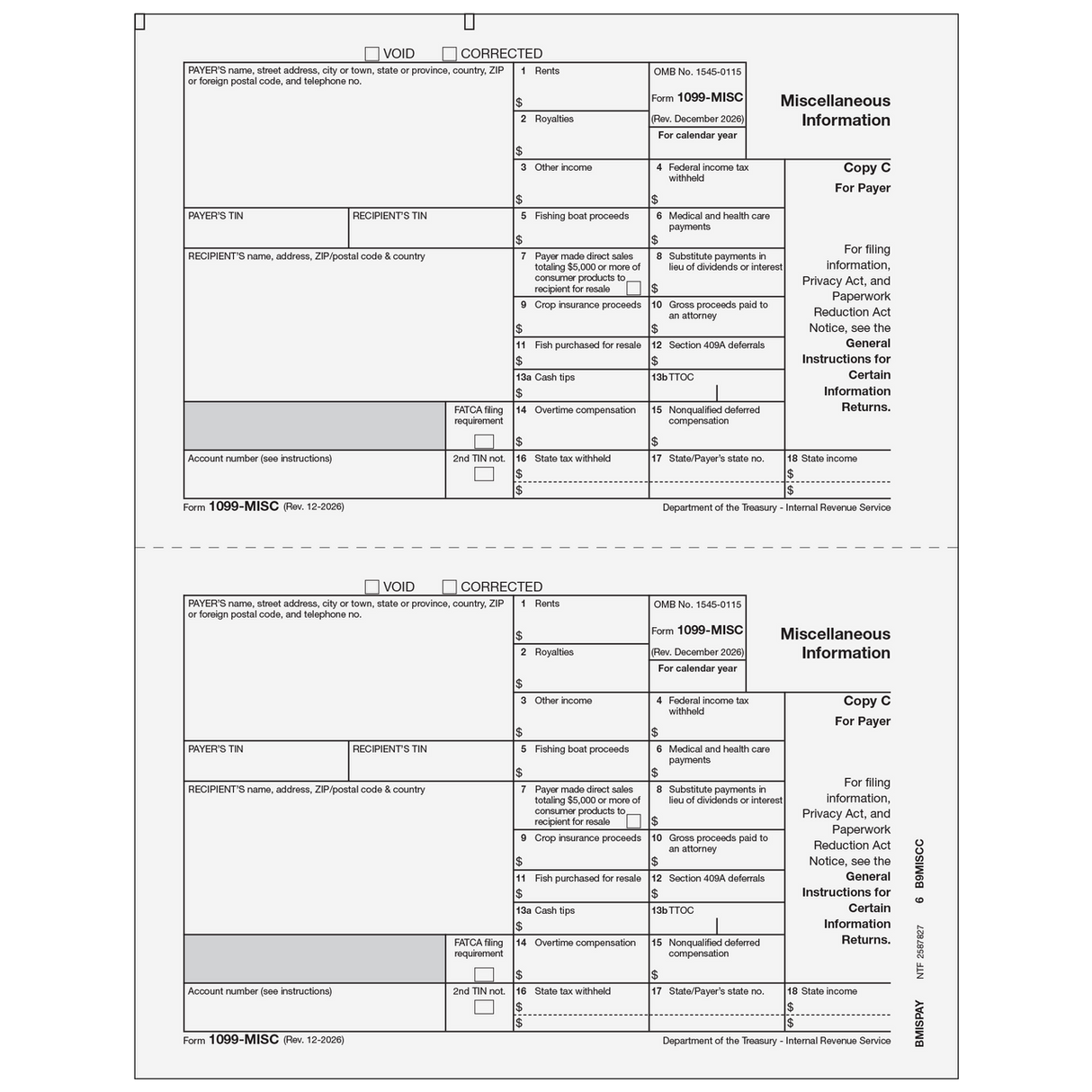 2026 1099-MISC Payer Copy C