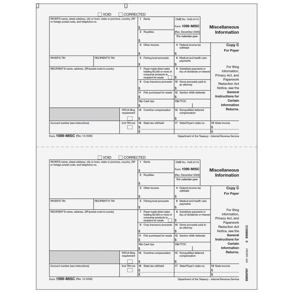 2026 1099-MISC Payer Copy C