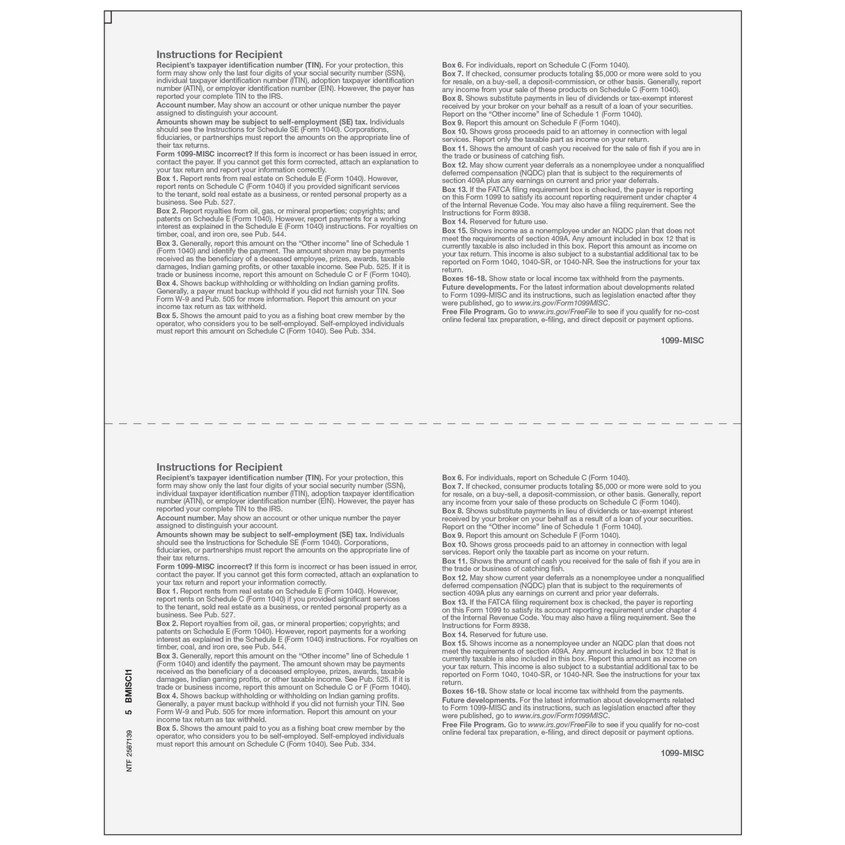 1099-MISC Miscellaneous Information - Recipient Copy B