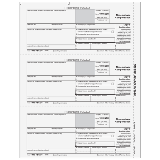1099-NEC Non-Employee Compensation - Copy B Recipient