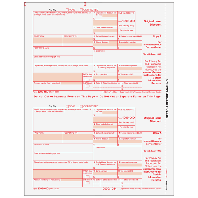 Form 1099-OID Original Issue Discount - Copy A Federal