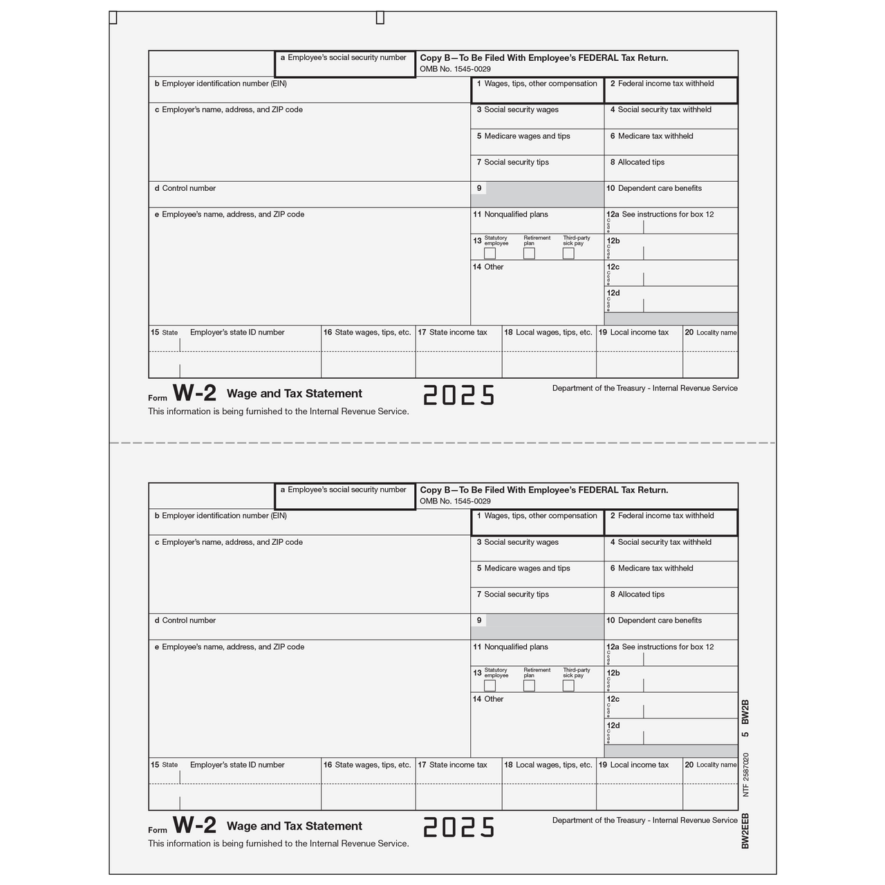 Form W-2 Employee Federal, Copy B